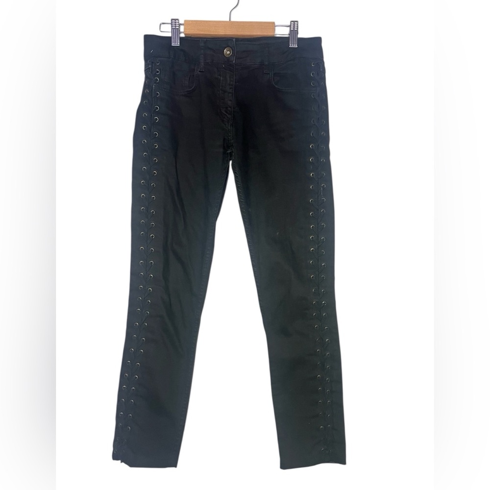 Sandro Black Women side lace-up Jeans